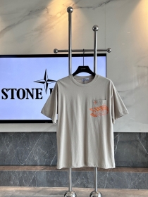 Трендовая STONE ISLAND светло-серая футболка с карманом