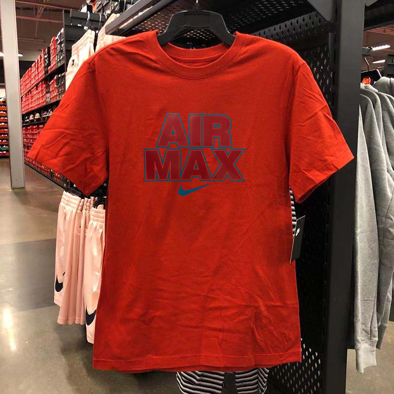 Красная Nike с надписью "Air Max" 100% хлопковая футболка
