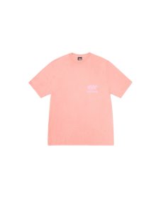 Розовая футболка Stussy с напечатанным принтом на спине