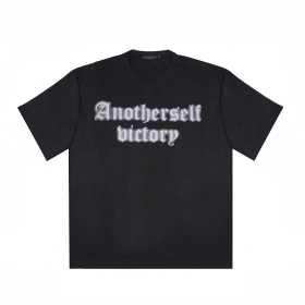 Оверсайз вельветовая чёрная Anotherself футболка с фирменным логотипом