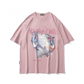 Розовая футболка TCL с абстрактным разноцветным аниме принтом