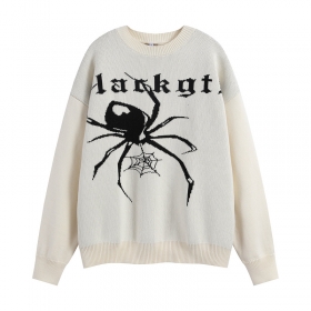 Хлопковый свитер OREETA молочного цвета с принтом "паук"