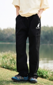 Штаны широкие Kangol чёрного цвета с логотипом бренда