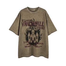 100% хлопковая коричневая футболка VANCARHELL прямого кроя