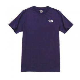Синяя футболка  с белым лого на груди от бренда TNF 