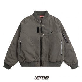 Трендовая куртка LAZY STAR с воротником стойка серого цвета
