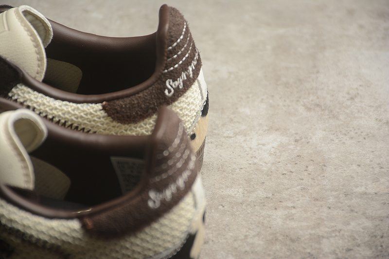 Оригинальные Adidas Samba OG коричнево-бежевые сетчатые кеды с мехом