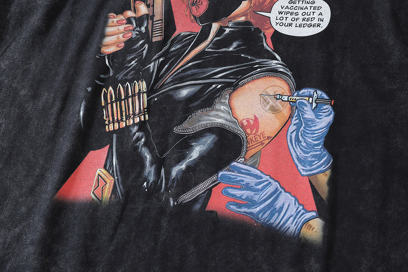 Чёрная футболка TKPA  с принтом на груди "superhero black widow"