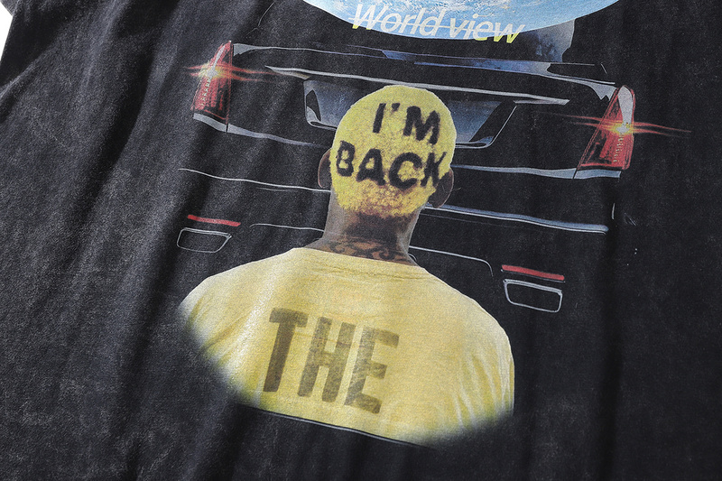Чёрная футболка TKPA  с принтом "I'm back" оверсайз