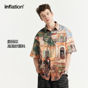 INFLATION рубашка с принтом по всей поверхности коричневая