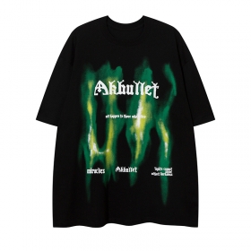 Черная футболка Anbullet с зелеными разводами спереди