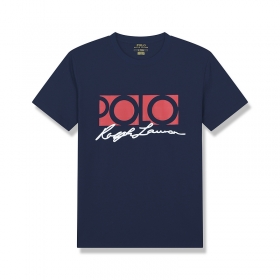 Ralph Lauren футболка темно-синего цвета из хлопка с принтом "POLO"