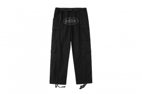 Стильные чёрные Corteiz брюки с завязками внизу прямые