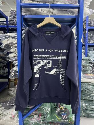 Enfants Riches Deprimes худи в темно-синем цвете с карманом кенгуру