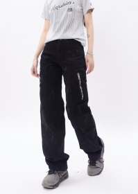 Черные джинсы с потертостями и карманами на молнии Ken Vibe
