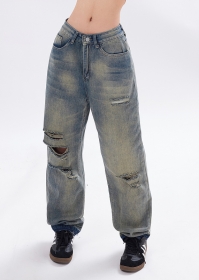Ken Vibe комфортные синие джинсы с разрезами на штанине