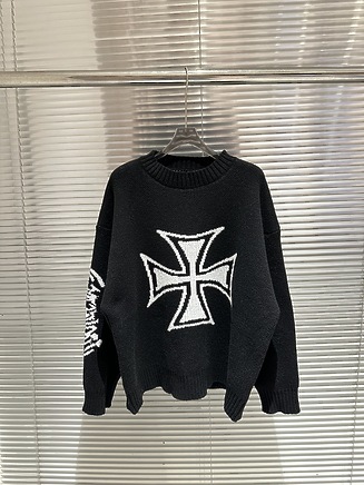 Свитер черный Project G/R с принтом на груди свободного кроя