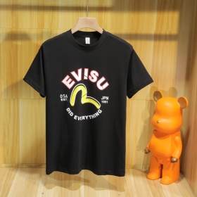 Хлопковая чёрная Evisu футболка свободного кроя с коротким рукавом