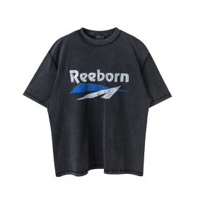 Оверсайз чёрная с надписью "Reeborn" футболка False Perception