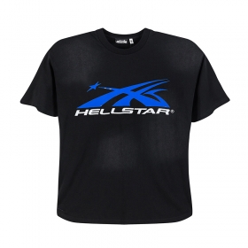 Качественная чёрная от Hellstar футболка с круглым вырезом горловины