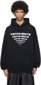 С логотипом бренда на груди чёрное Vetements свободного фасона худи