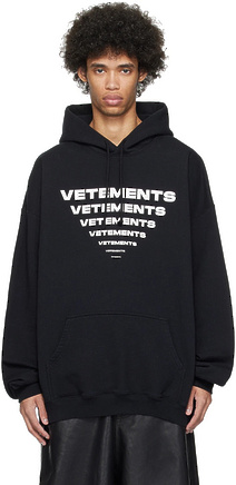 С логотипом бренда на груди чёрное Vetements свободного фасона худи