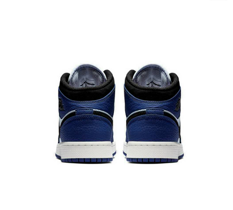 Синие с красными шнурками кроссовки Air Jordan Mid кожа