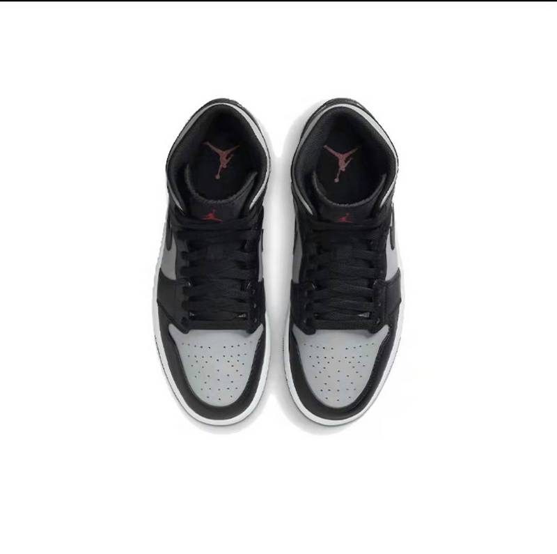 Кроссовки черные с серым Air Jordan Mid кожа