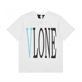 Стильная VLONE белая футболка с печатью в черно-голубых тонах