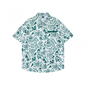 Белая рубашка с зеленым абстрактным принтом от бренда TIDE EKU