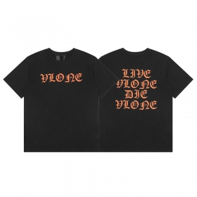 Классическая чёрная футболка с логотипом на груди и спине VLONE 