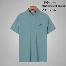 Голубая от бренда Arcteryx универсальная поло-футболка на пуговицах