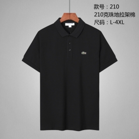 Унисекс чёрная футболка поло с логотипом бренда Lacoste
