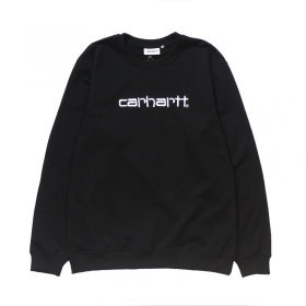Чёрный свитшот Carhartt с белым логотипом на груди
