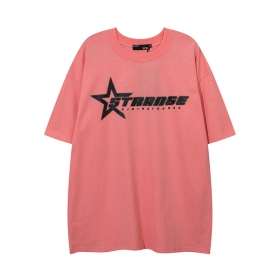 Модная розовая футболка KIRIN STRANGE с черным рисунком