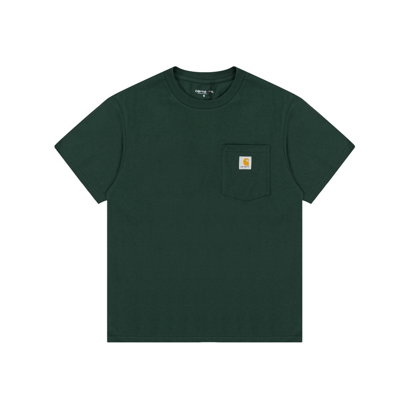 Тёмно-зелёная классическая Carhartt футболка с коротким рукавом