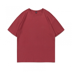 Прямого кроя футболка UT&UT бордового цвета из натурального хлопка