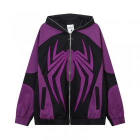 Фиолетово-черное зип худи Smoking Time с вышивкой "Человек-паук"
