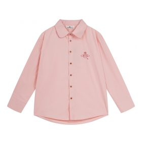 Однотонная розового цвета рубашка Vivienne Westwood с вышитым лого