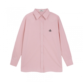 Рубашка Vivienne Westwood розовая с разрезами по бокам и воротником
