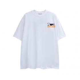 RHUDE футболка белого цвета с оранжево-черным принтом