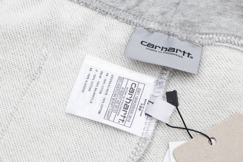 Трикотажные серые шорты с вышитым лого Carhartt и нашитым карманом