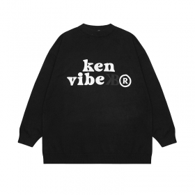 Удлинённый чёрный свитер Ken Vibe с принтом на спине "Бильярдный шар"
