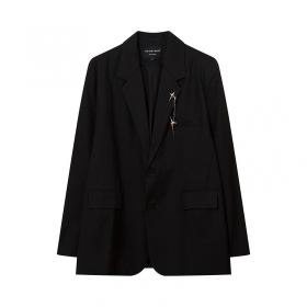 Пиджак черный классический бренда AW SPIKY HEAD с брошью
