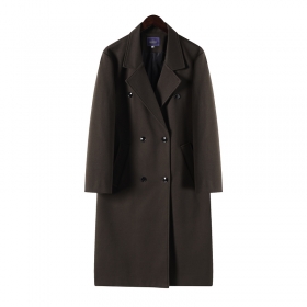 Темно-коричневое двубортное пальто Classic средней длинны