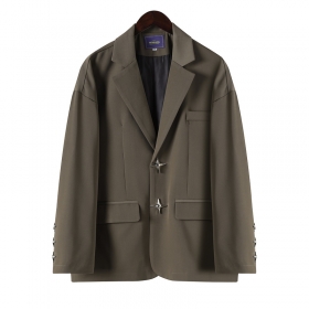 Пиджак коричневый Classic прямого кроя с дизайнерскими пуговицами