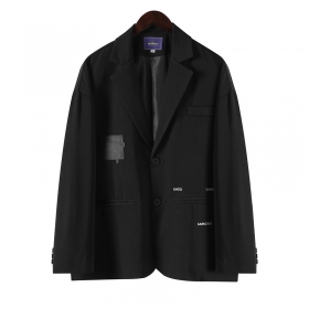 Стильный пиджак Classic черного цвета прямого кроя с надписями