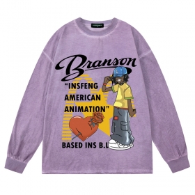 Стильный свитшот SUCKMY с печатью "Афроамериканец" светло-фиолетовый