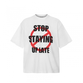 Dontcower с печатью "Stop stayind up late" белая футболка