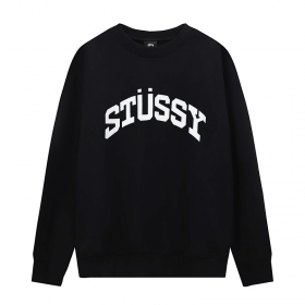 Эффектный свитшот Stussy с округлым вырезом черного цвета